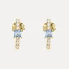 Aquamarine Vermeil Studs in 18K Gold-Plating with Cubic Zirconia