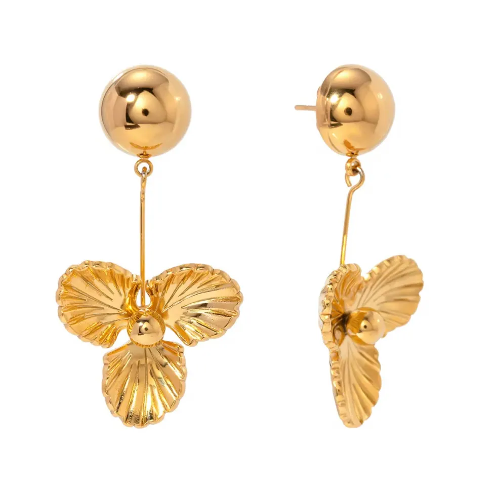 Ball Flower Drops in 18K Gold-Plating