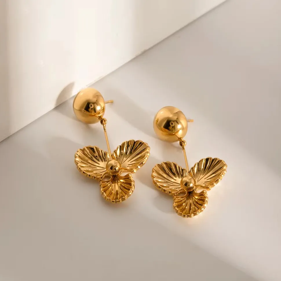 Ball Flower Drops in 18K Gold-Plating