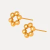 Bead Flower Studs in 18K Gold-Plating or Silver
