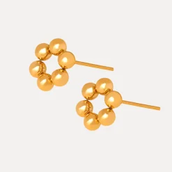 Bead Flower Studs in 18K Gold-Plating or Silver
