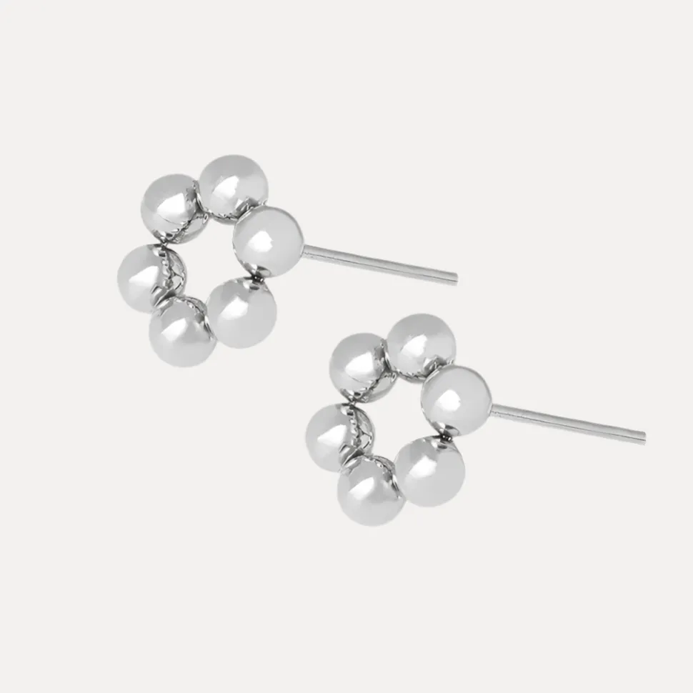 Bead Flower Studs in 18K Gold-Plating or Silver