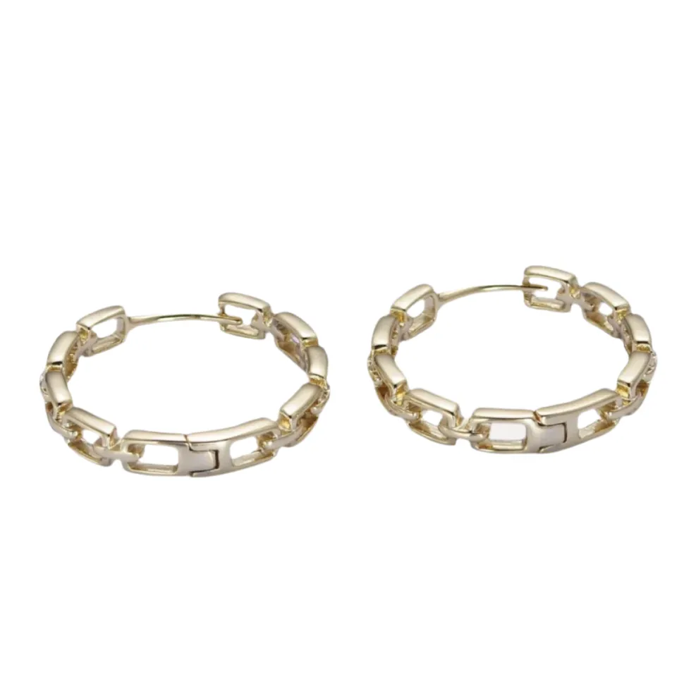Cable Chain Link Hoops in 14K Gold-Filled