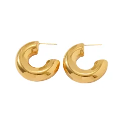 Chunky C Hoops in 18K Gold-Plating