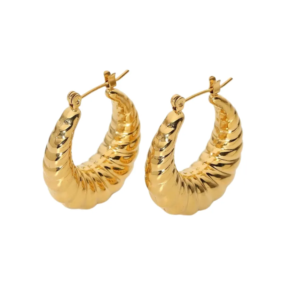 Classic Croissant Hoops in 18K Gold Plating