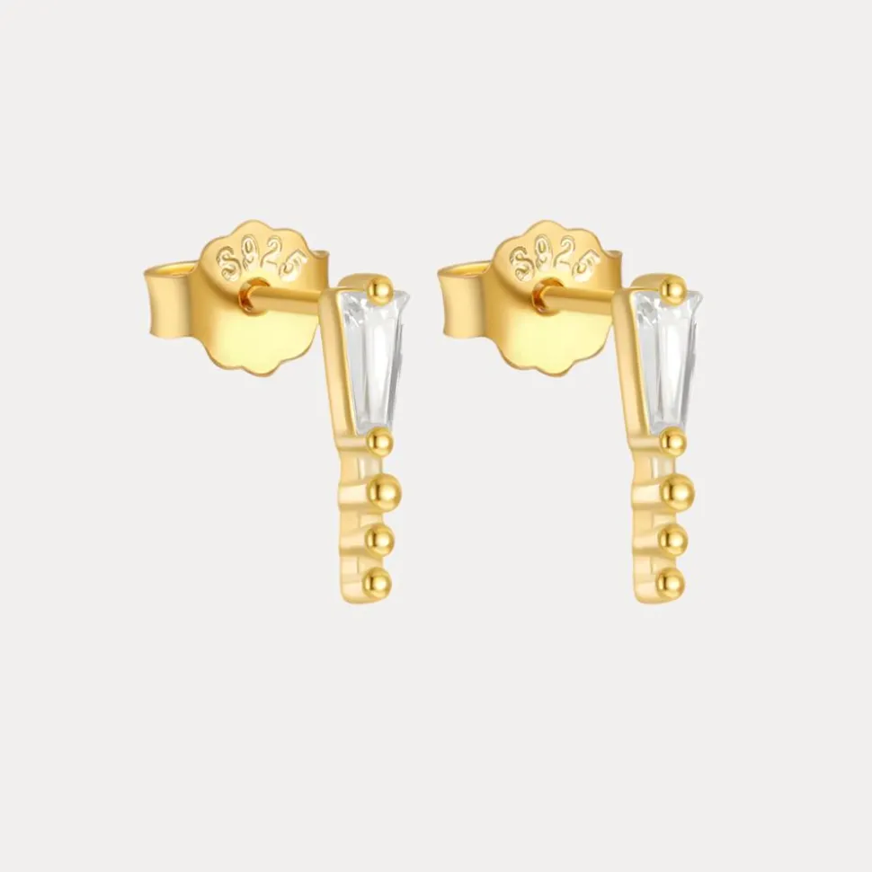 Classic Vermeil Studs in 18K Gold-Plating with Cubic Zirconia
