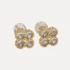 Clover Flower Studs in 24K Gold-Filled with Cubic Zirconia