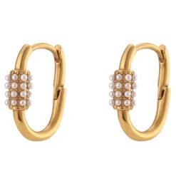 Cluster Pearl Huggies in 18K Gold-Plating