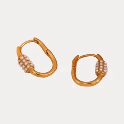 Cluster Pearl Huggies in 18K Gold-Plating