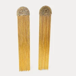 Diamond Long Chain Tassel in 18K Gold-Plating with Cubic Zirconia