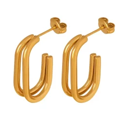 Double J Hoops in 18K Gold-Plating