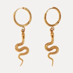 Engraved Snake Drops in 18K Gold-Plating