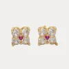 Flower Petal Studs in 24K Gold-Filled with Cubic Zirconia