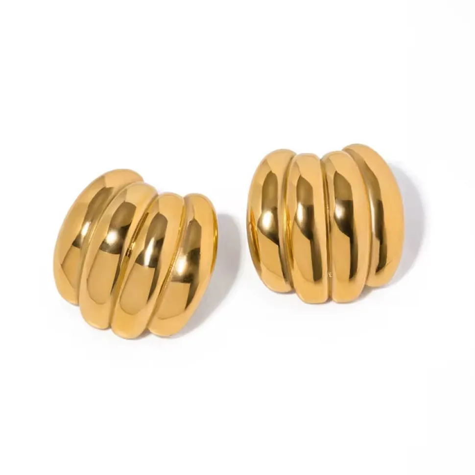 Four Band Studs in 18K Gold-Plating