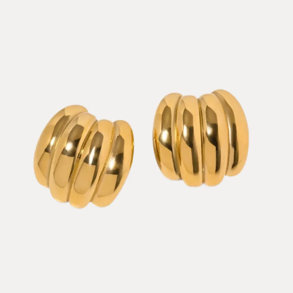 Four Band Studs in 18K Gold-Plating