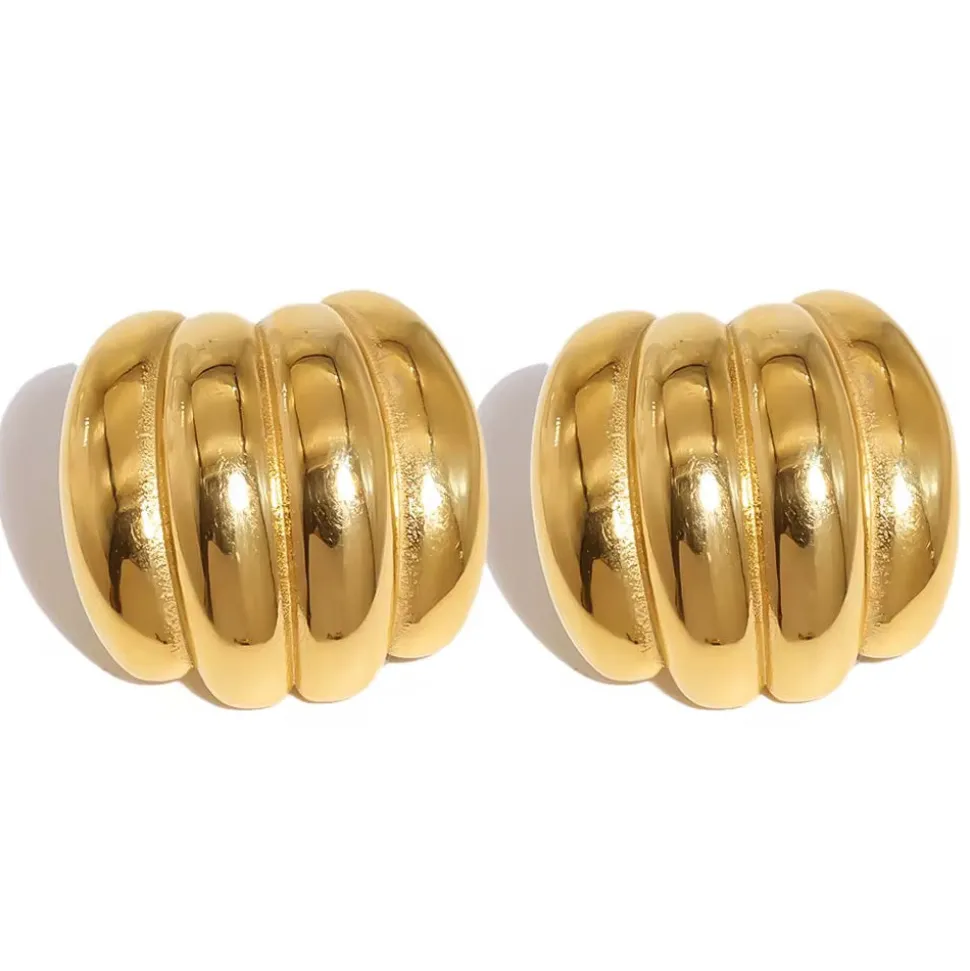 Four Band Studs in 18K Gold-Plating