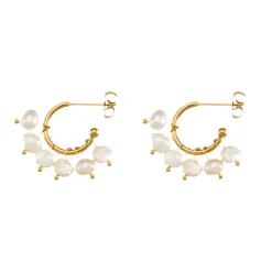 Freshwater Mini Pearl Hoops in 18K Gold-Plating