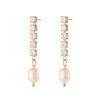 Freshwater Pearl Chain Drops in 18K Gold-Plating with Cubic Zirconia