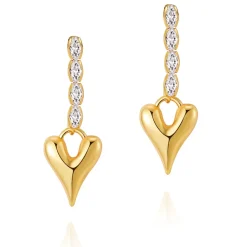 Heart Padlock Drops in 24K Gold-Filled with Cubic Zirconia