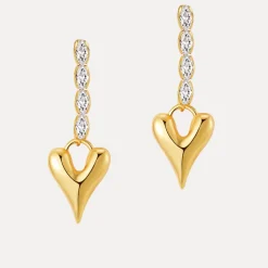 Heart Padlock Drops in 24K Gold-Filled with Cubic Zirconia