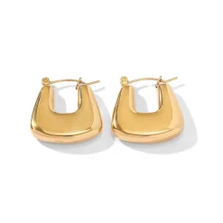 Hollow Irregular Square Hoops in 18K Gold-Plating