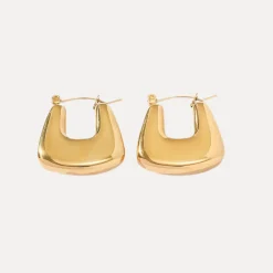 Hollow Irregular Square Hoops in 18K Gold-Plating