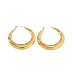 Hollow Moon Hoops in 18K Gold-Plating