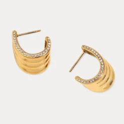 Irregular C Hoops in 18K Gold-Plating or Silver with Cubic Zirconia