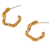 Irregular Open Hoops in 18K Gold-Plating with Cubic Zirconia