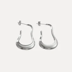 Irregular Open Hoops in Silver