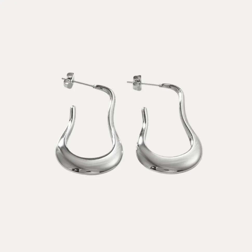 Irregular Open Hoops in Silver