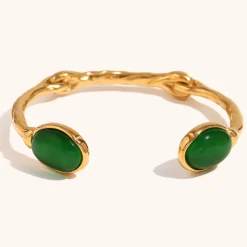 18K Agate Open Bangle
