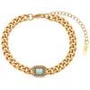 18K Aquamarine Chain Link Bracelet
