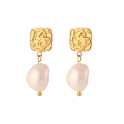 18K Baroque Freshwater Pearl Stud Drop Earrings