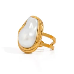 18K Baroque Pearl Statement Ring