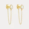 18K Bezel Chain Vermeil Dangles