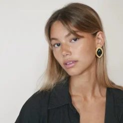 18K Black Vintage Statement Earrings