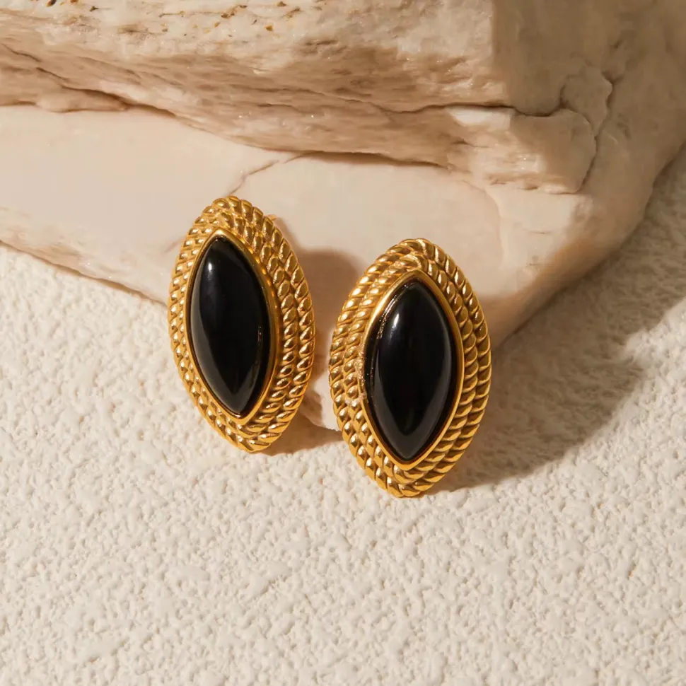 18K Black Vintage Statement Earrings