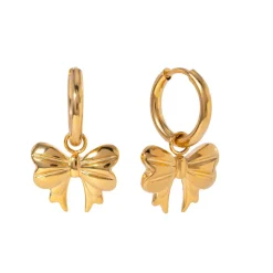18K Bow Charm Huggies