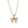 18K Bow CZ Dotted Chain Necklace