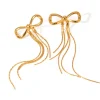 18K Bow Fringe Statement Earrings