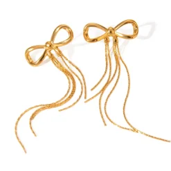 18K Bow Fringe Statement Earrings