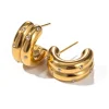 18K C Hoop Layered Earrings