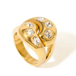 18K Chunky CZ Statement Ring
