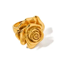 18K Chunky Rose Flower Ring