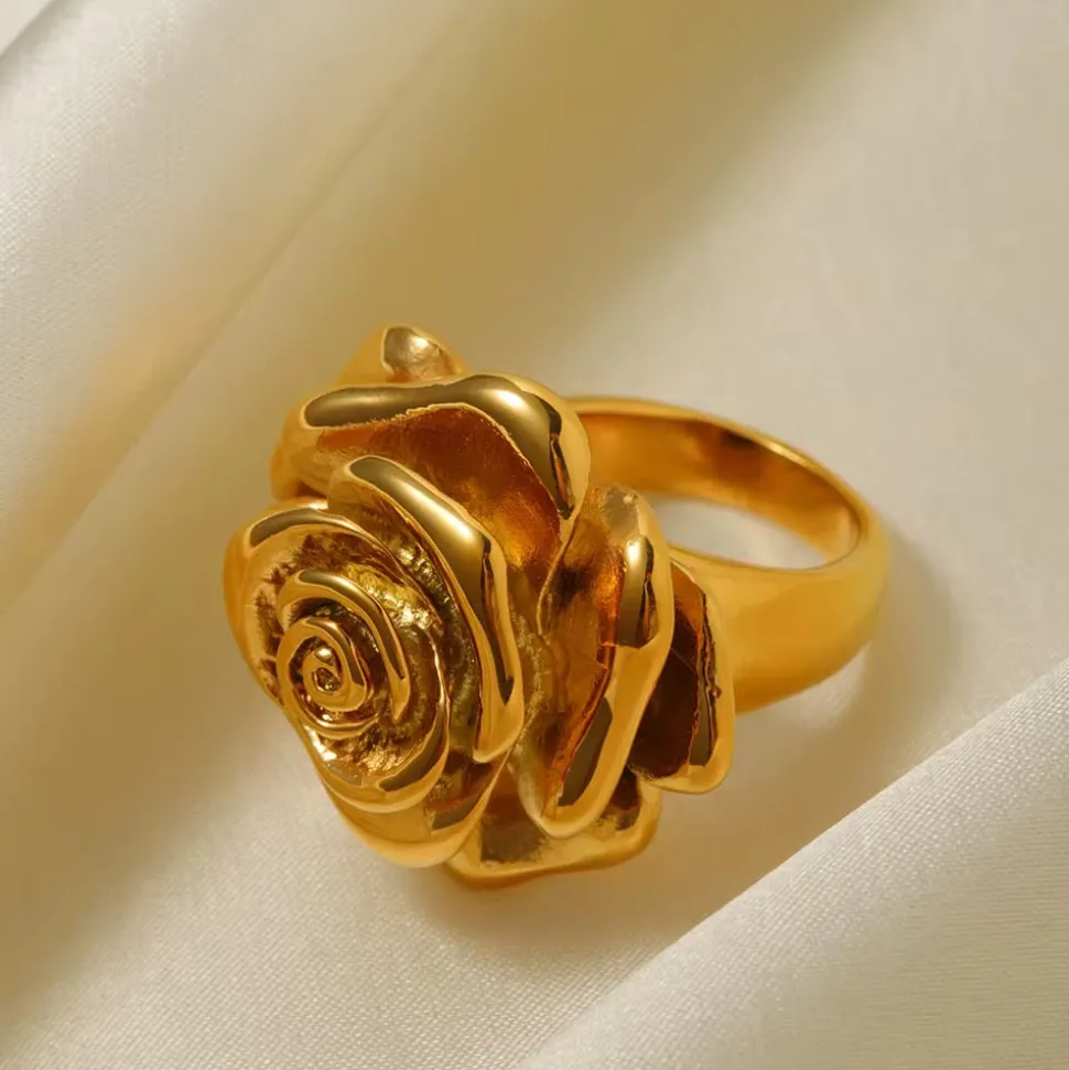 18K Chunky Rose Flower Ring