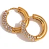 18K Classic Half Zirconia Small Hoops