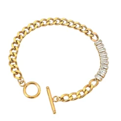 18K Clear CZ Chain Link Bracelet