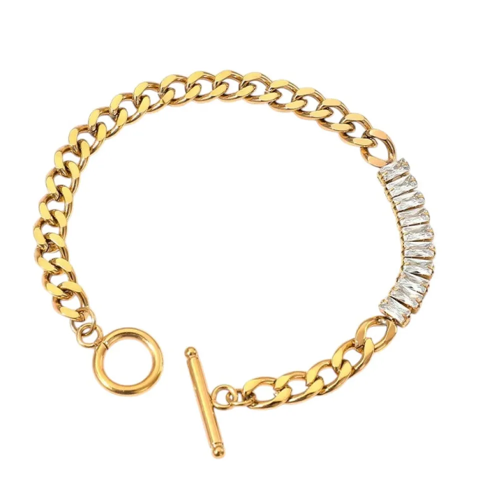18K Clear CZ Chain Link Bracelet