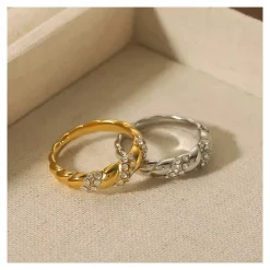 18K Croissant CZ Ring